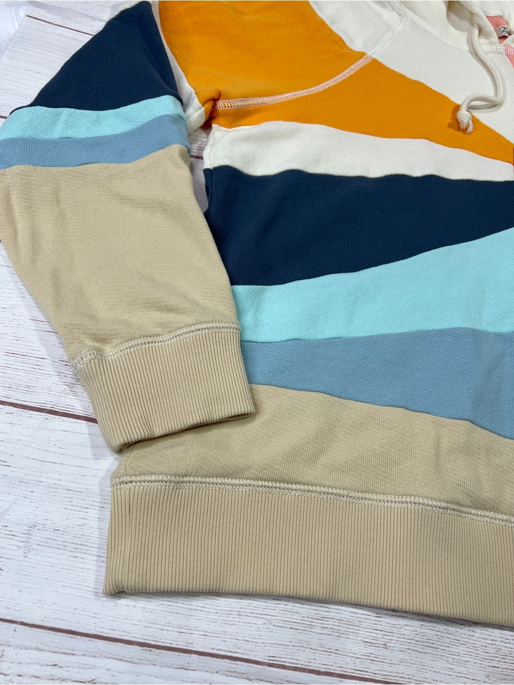 Faherty Soleil Sweatshirt - Medium - multicolor rainbow french terry hoodie - Picture 5 of 14